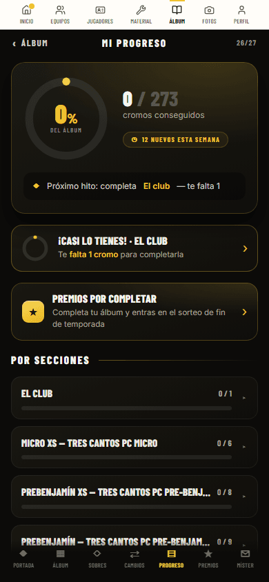 Progreso hacia premios