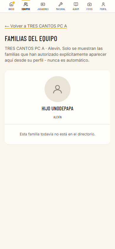 Directorio de familias del equipo